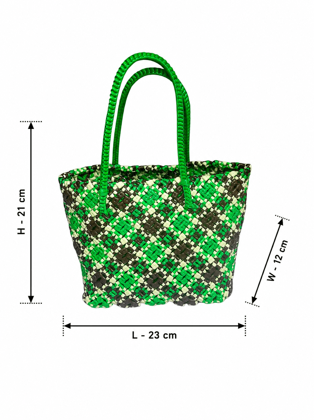 Premium Handmade Wire Woven Bags | Traditional Plastic Wire Handbags | Reusable Shopping & Gift Bags | KMC Iyarkai Creation |Green brown sandal_SivanKan 3