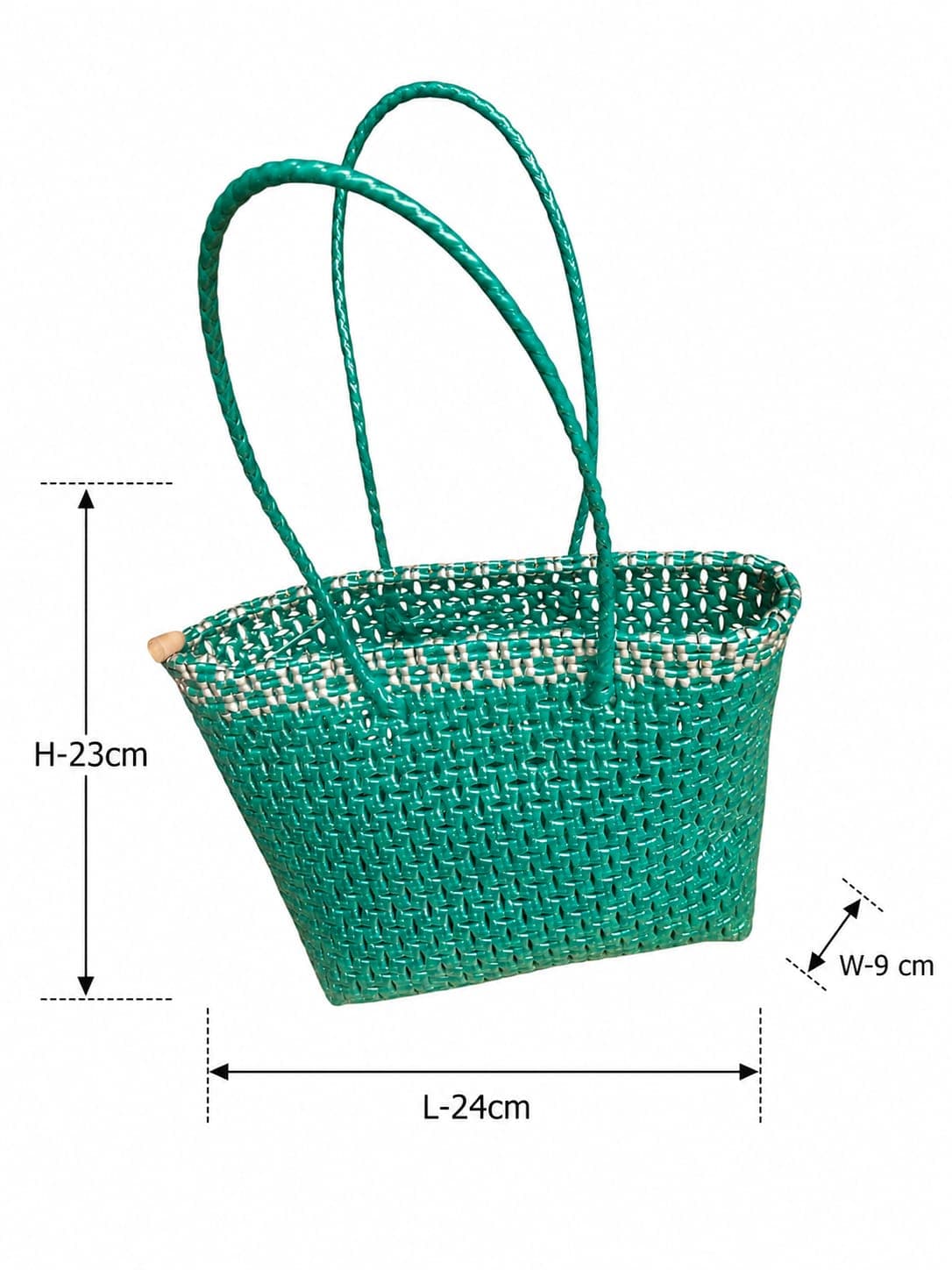 Premium Handmade Wire Woven Bags | Traditional Plastic Wire Handbags | Reusable Shopping & Gift Bags | KMC Iyarkai Creation |Green grey Sivan 3