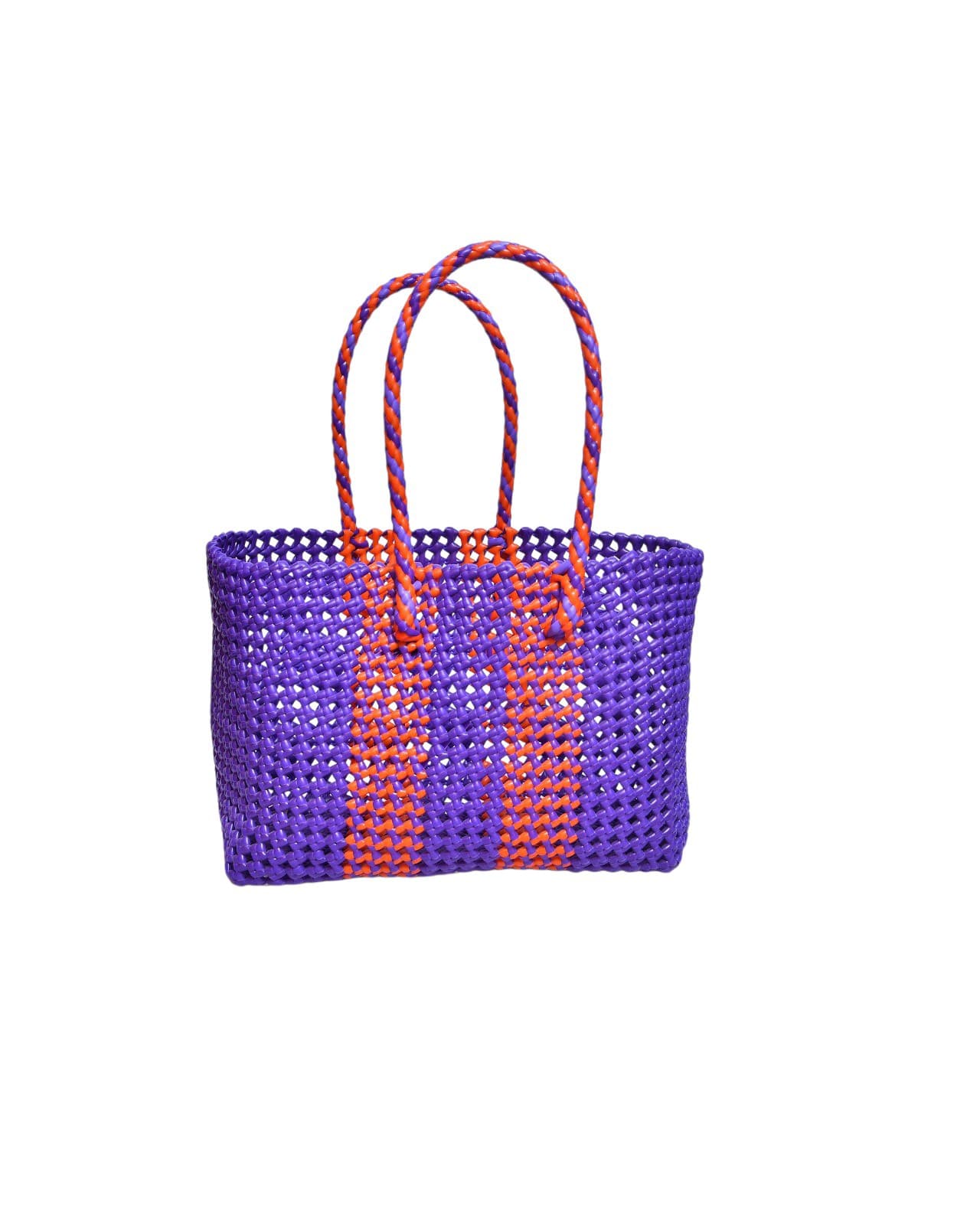 Premium Handmade Wire Woven Bags | Traditional Plastic Wire Handbags | Reusable Shopping & Gift Bags | KMC Iyarkai Creation |Normal purple orange 2