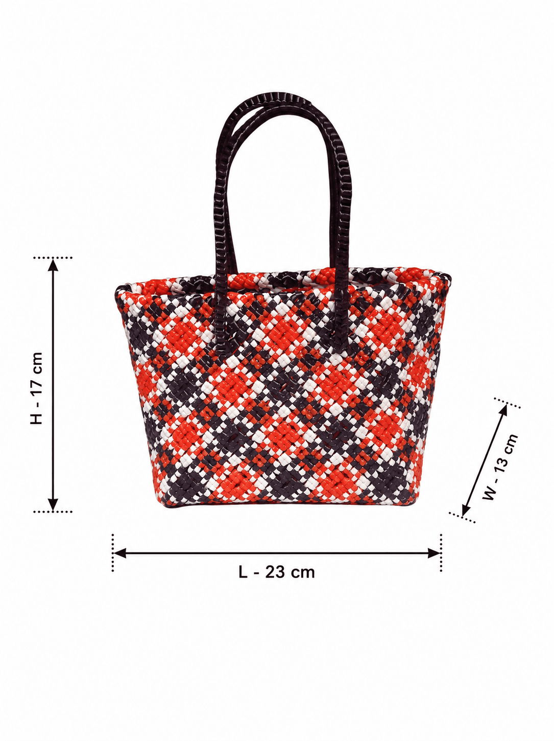 Premium Handmade Wire Woven Bags | Traditional Plastic Wire Handbags | Reusable Shopping & Gift Bags | KMC Iyarkai Creation |Orange black white_SivanKan 3