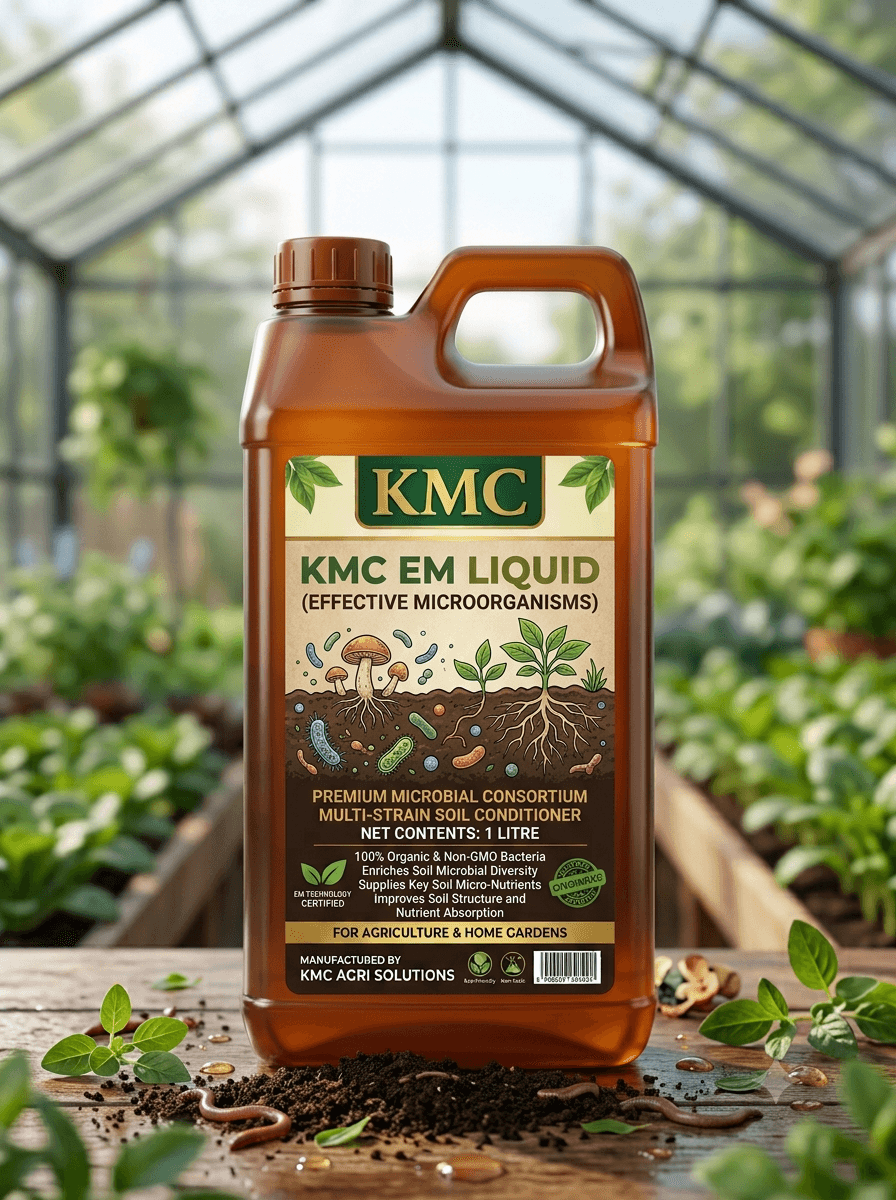 KMC EM Liquid (Effective Microorganisms) – Premium 1 Litre Multistrain Soil Conditioner & Organic Decomposer