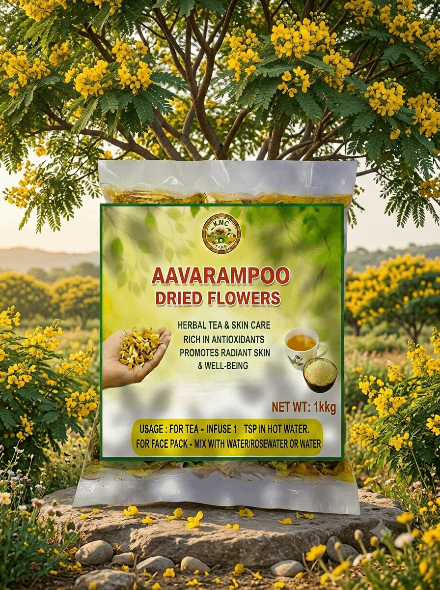 100% Pure Dried Aavarampoo Flowers (1kg) – Natural Senna Auriculata for Herbal Tea, Radiant Skin & Wellness