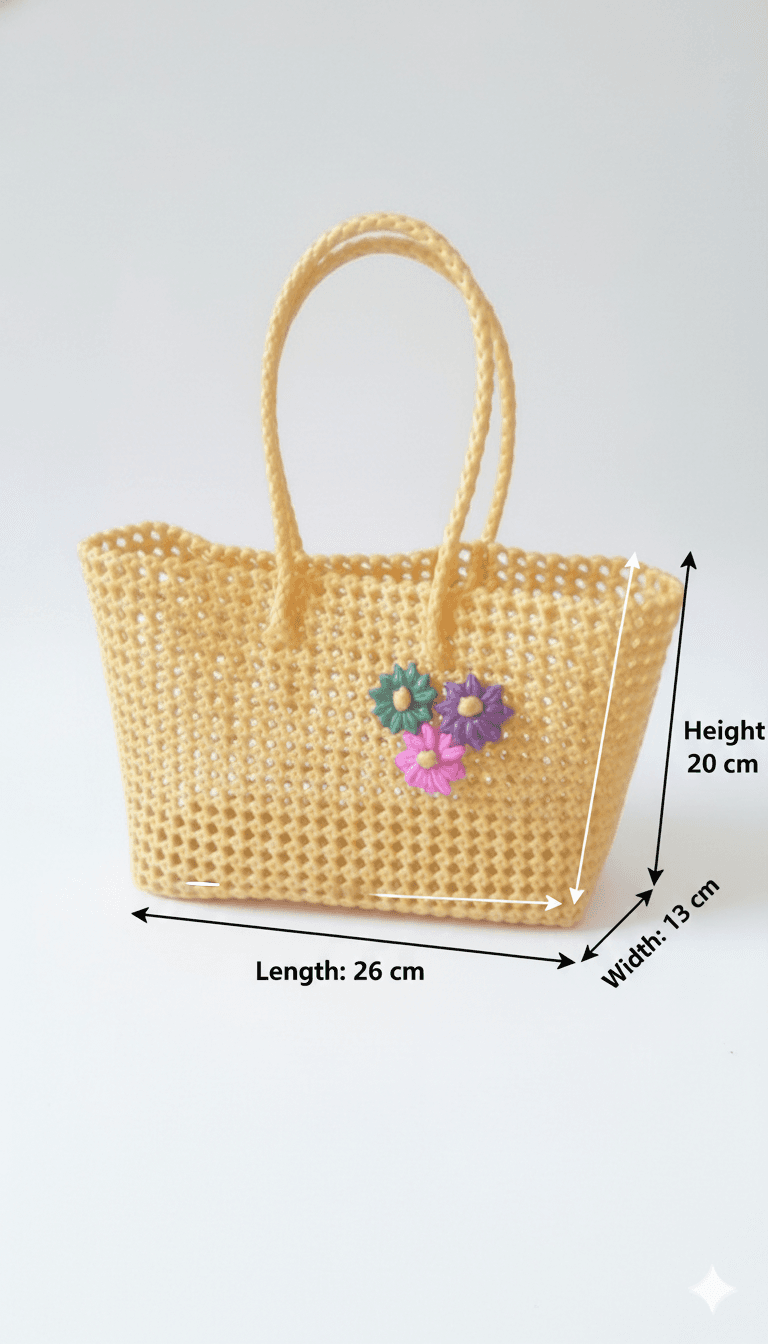 Deluxe Premium Handmade Wire Woven Bags | Traditional Plastic Wire Handbags | Reusable Shopping & Gift Bags | KMC Iyarkai Creation |Golden_Normal 3