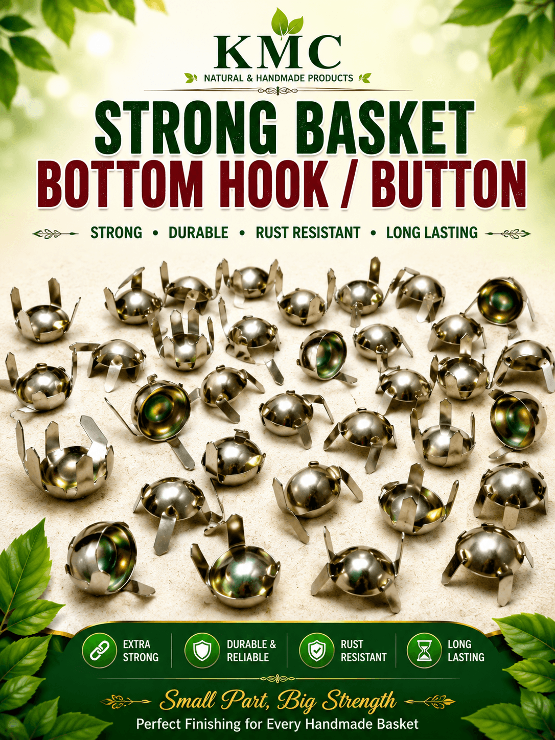 Premium Metal Basket Bottom Hooks for Handmade Wire Bags | Rust-Resistant Strong Bag Feet | Durable Bottom Buttons for Plastic Wire Basket Making | pack of 25 1