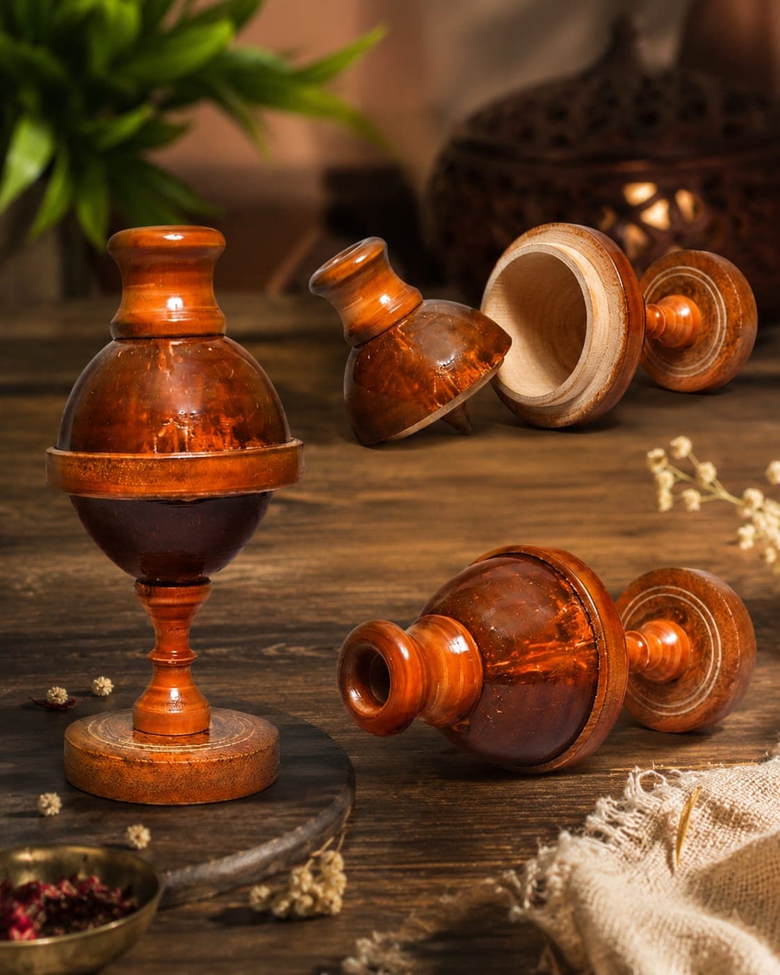 Handmade Wooden Flower Vase | Traditional Artisan Wooden Flower Pot | Decorative Wooden Table Vase for Home, Office & Living Room Décor 2