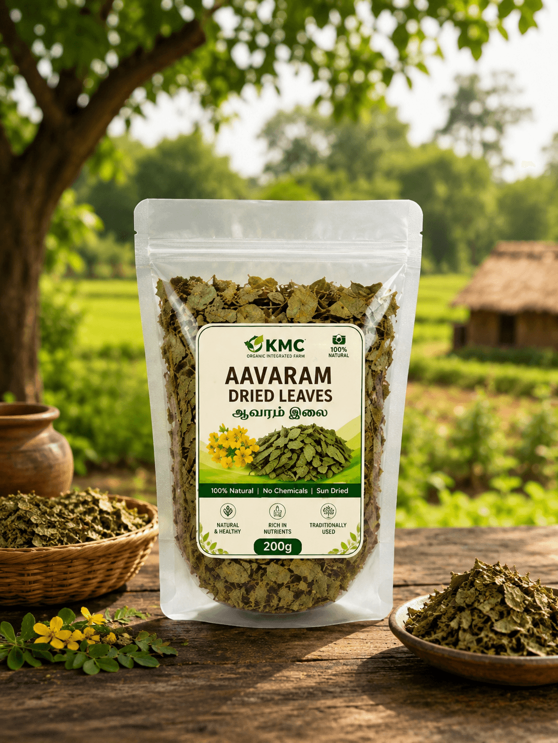 KMC Aavaram Dried Leaves 200g | Cassia auriculata | Naturally Sun-Dried Aavaram Poo Leaves | 100% Natural Herbal Leaves | Traditional Herbal Use & DIY Preparations