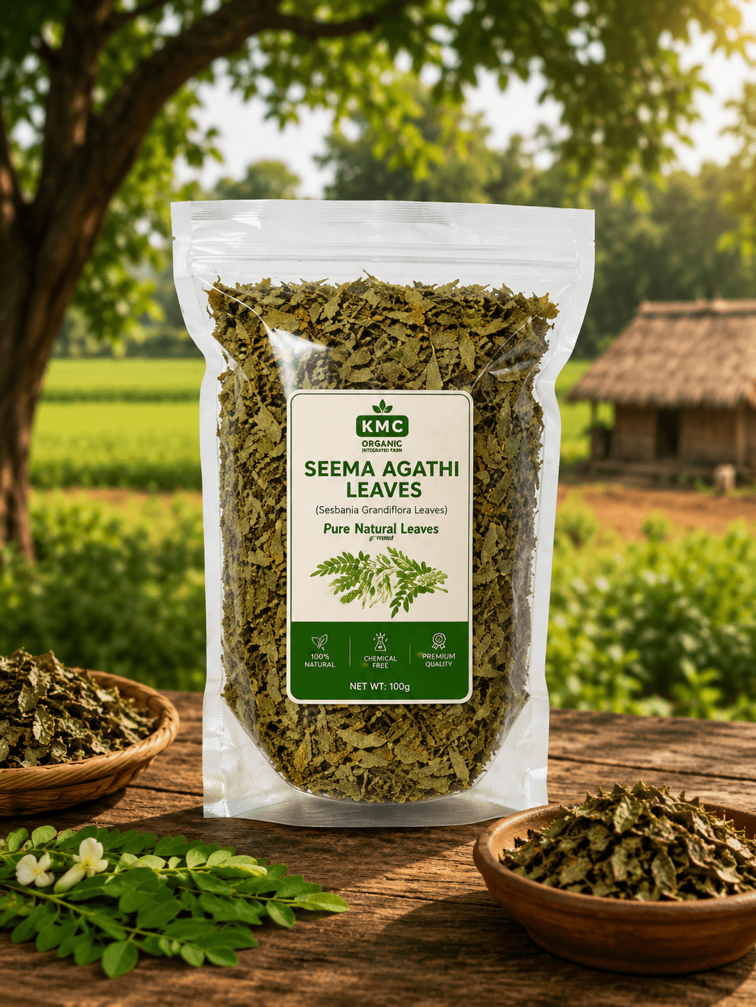 KMC Seema Agathi Dried Leaves 100g | Sesbania grandiflora Leaves | Naturally Dried Herbal Leaves | Traditional Herbal & DIY Use | Premium Quality