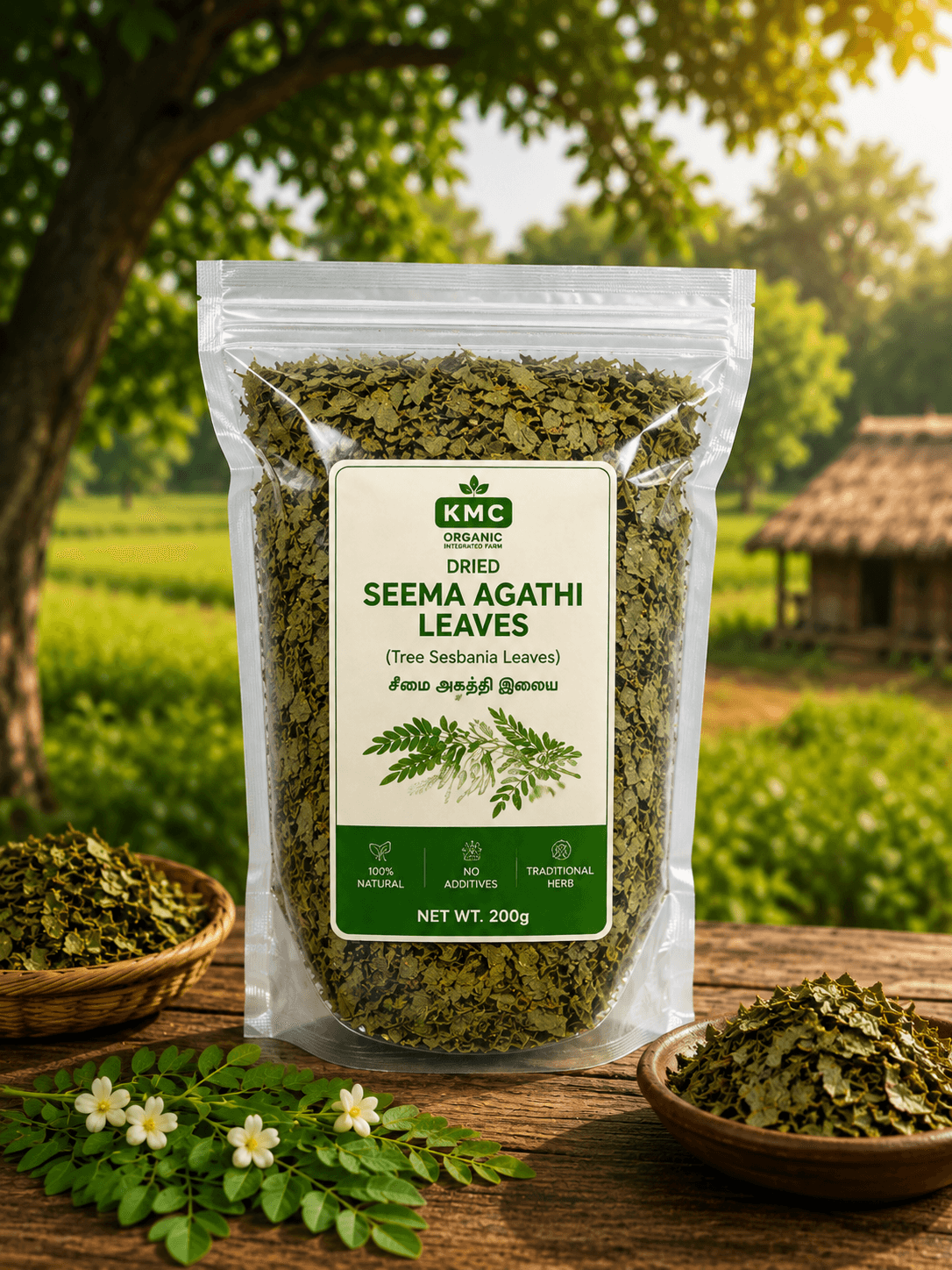 KMC Seema Agathi Dried Leaves 200g | Sesbania grandiflora Leaves | Naturally Dried Herbal Leaves | Traditional Herbal & DIY Use | Premium Quality