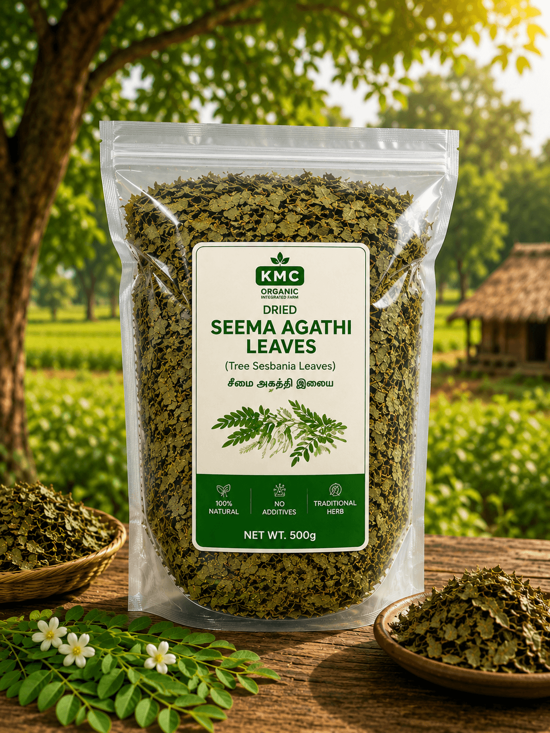 KMC Seema Agathi Dried Leaves 500g | Sesbania grandiflora Leaves | Naturally Dried Herbal Leaves | Traditional Herbal & DIY Use | Premium Quality