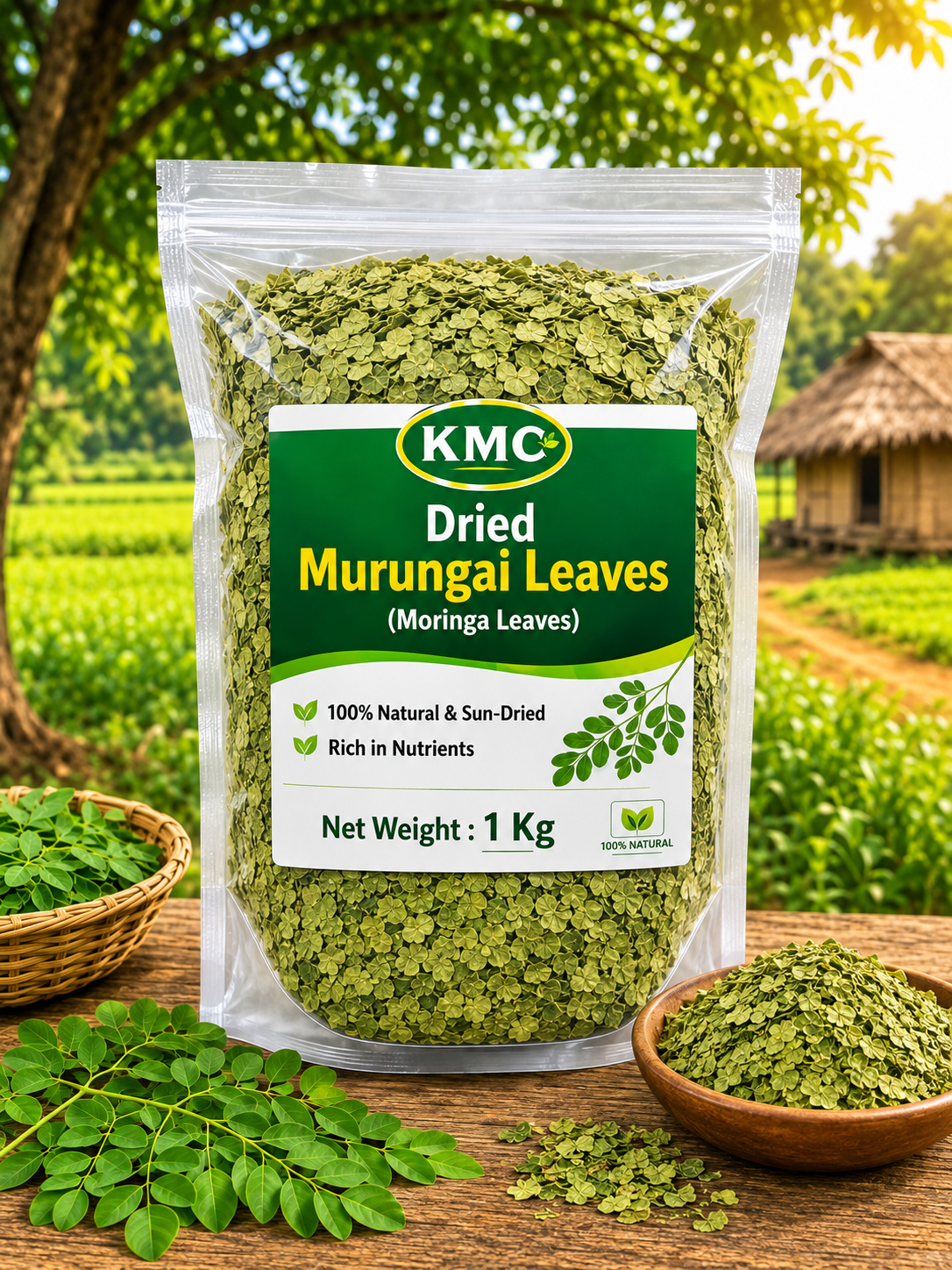 KMC Dried Murungai Leaves (Moringa Leaves) – 100% Natural & Sun-Dried | Rich in Nutrients | 1 Kg Pack