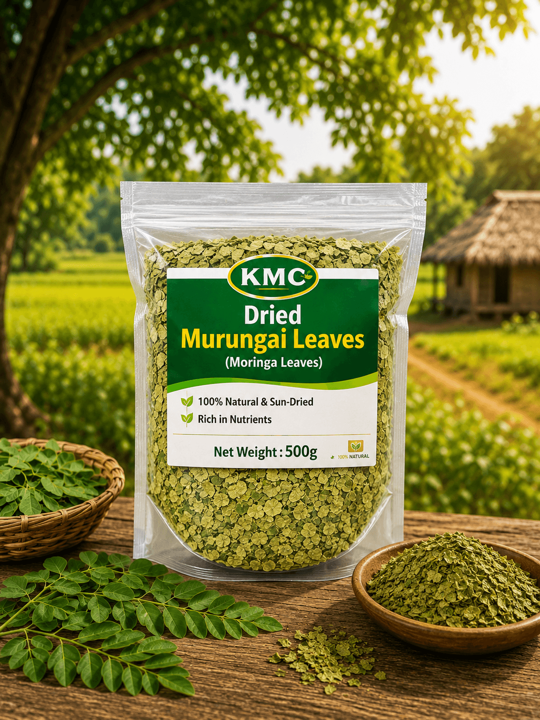 KMC Dried Murungai Leaves (Moringa Leaves) – 100% Natural & Sun-Dried | Rich in Nutrients | 500 Grams Pack