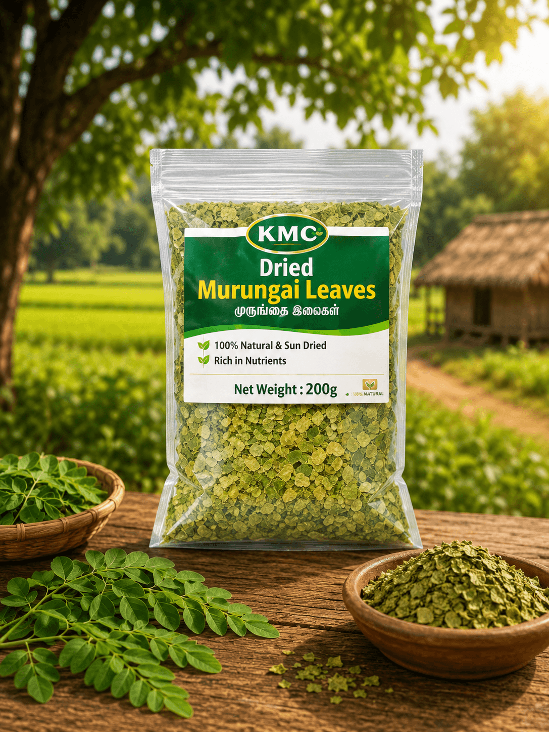 KMC Dried Murungai Leaves (Moringa Leaves) – 100% Natural & Sun-Dried | Rich in Nutrients | 200 grams Pack