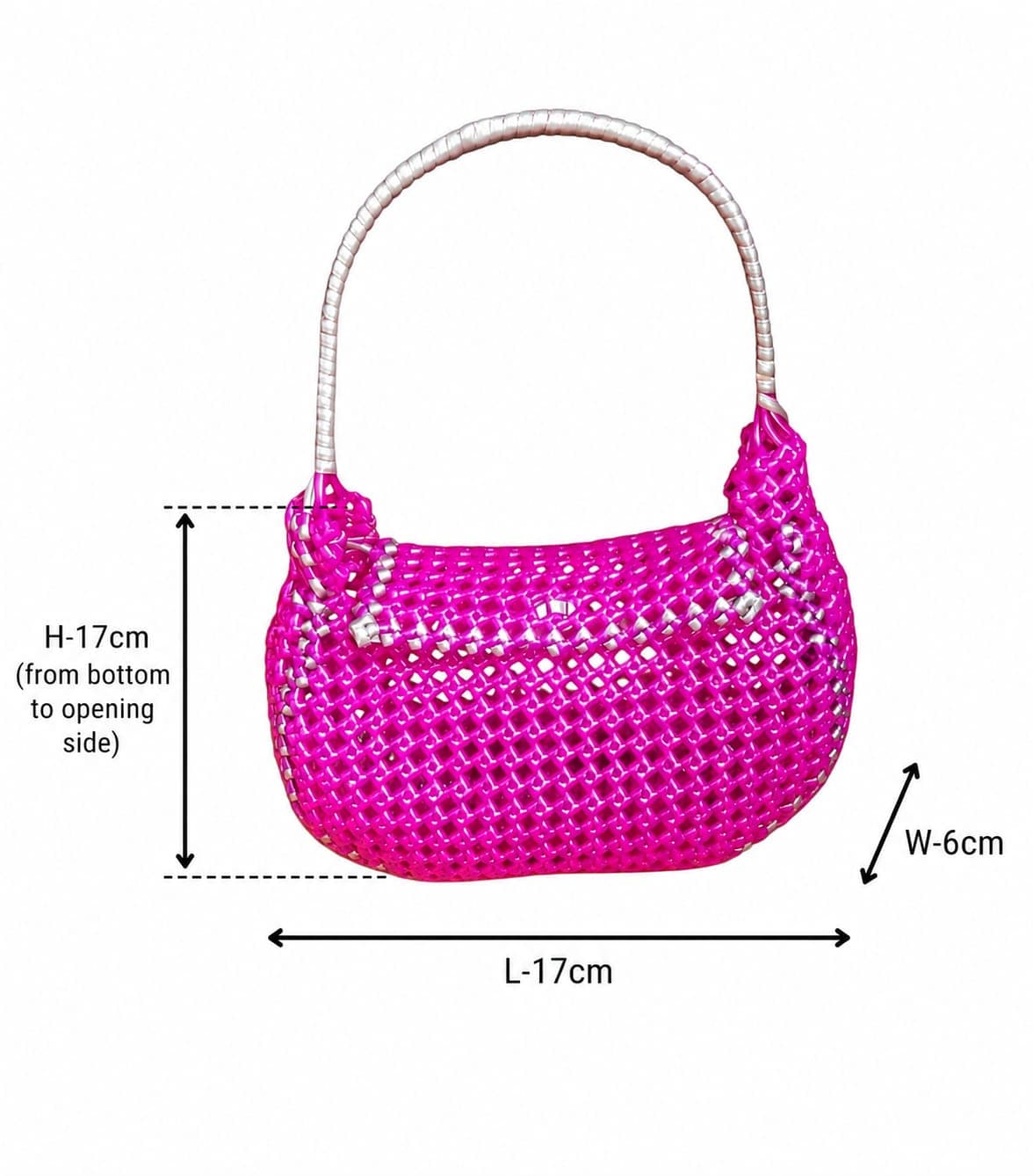 Deluxe Premium Handmade Wire Woven Bags | Traditional Plastic Wire Handbags | Reusable Shopping & Gift Bags | KMC Iyarkai Creation |Pink hand bag 3