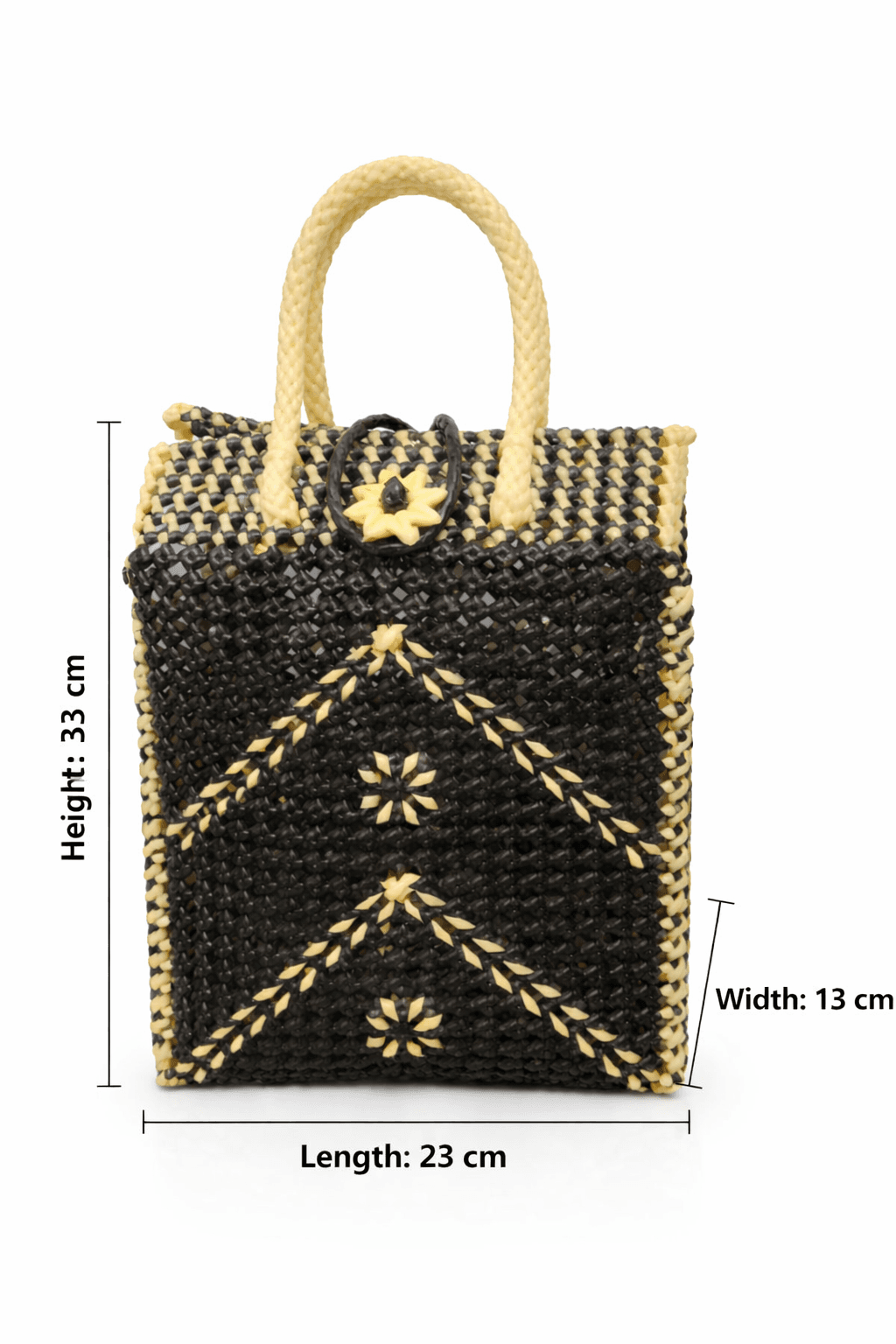 Deluxe Premium Handmade Wire Woven Bags | Traditional Plastic Wire Handbags | Reusable Shopping & Gift Bags | KMC Iyarkai Creation |sandal black_jute 3
