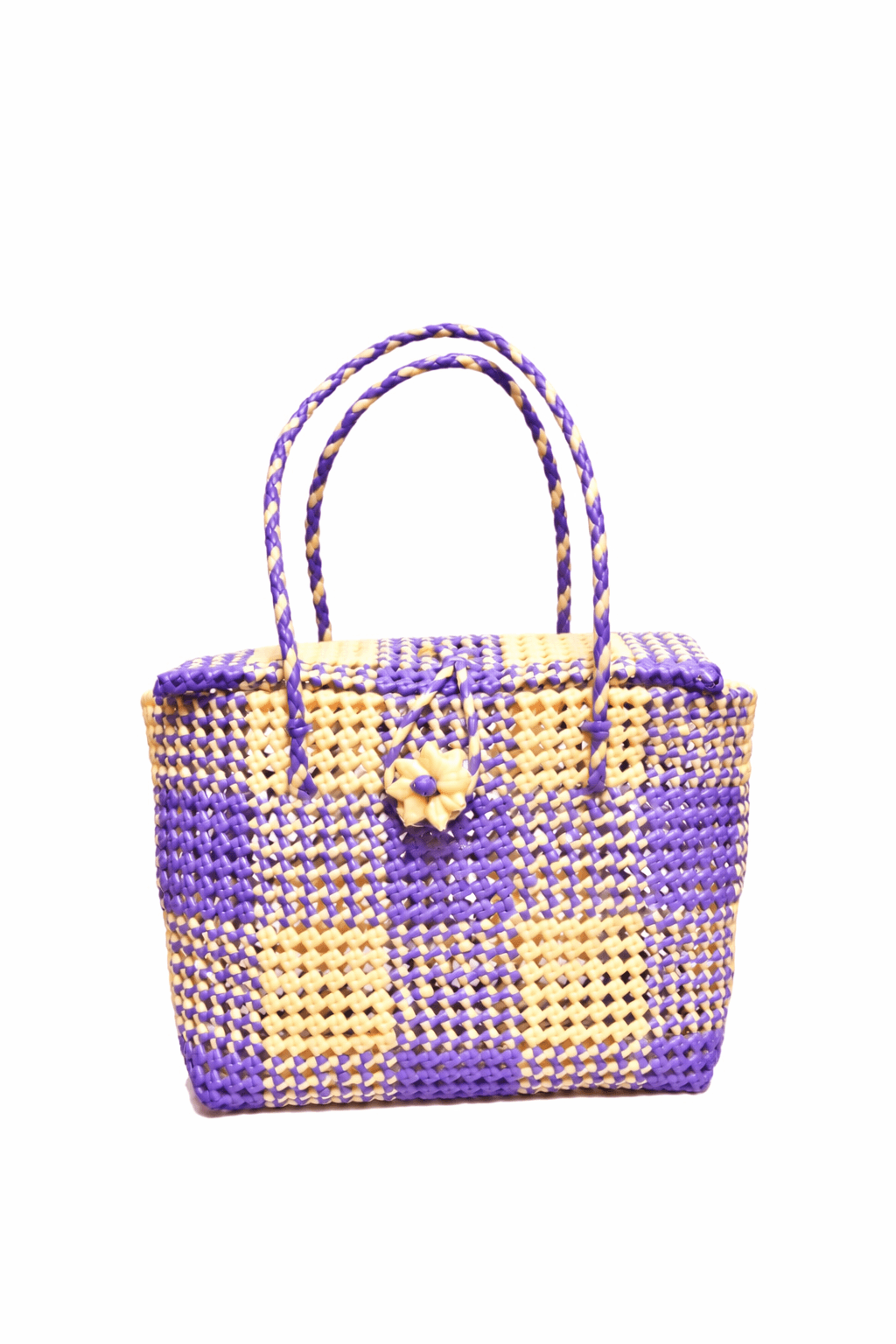 Deluxe Premium Handmade Wire Woven Bags | Traditional Plastic Wire Handbags | Reusable Shopping & Gift Bags | KMC Iyarkai Creation |Sandal purple_lid 2