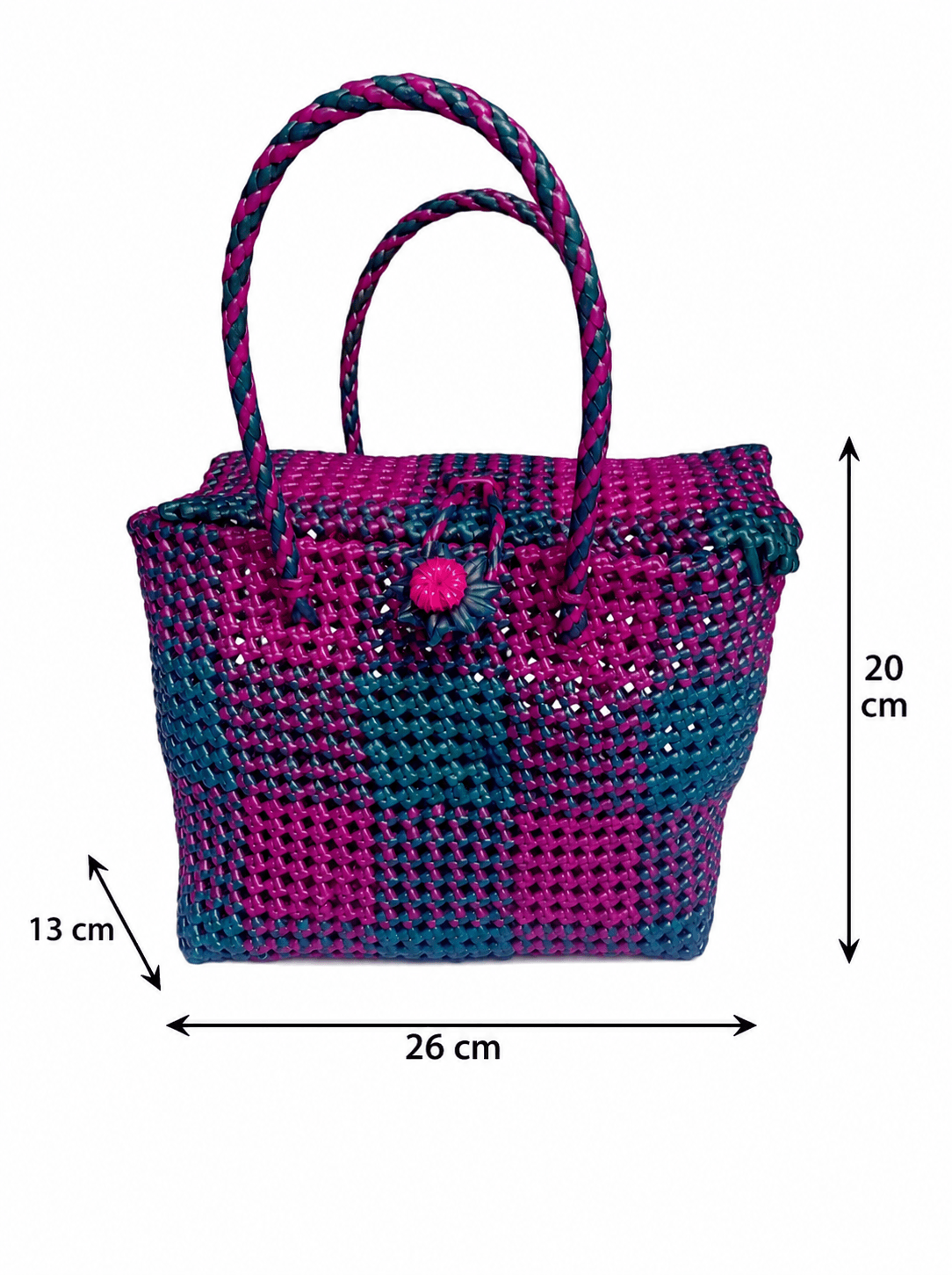 Deluxe Premium Handmade Wire Woven Bags | Traditional Plastic Wire Handbags | Reusable Shopping & Gift Bags | KMC Iyarkai Creation |GreenPink _lid 3