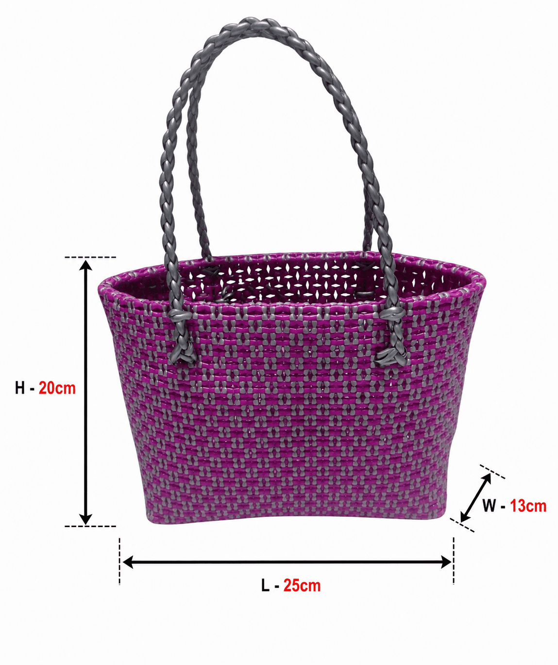 Deluxe Premium Handmade Wire Woven Bags | Traditional Plastic Wire Handbags | Reusable Shopping & Gift Bags | KMC Iyarkai Creation |Pink grey _SivanKan 3