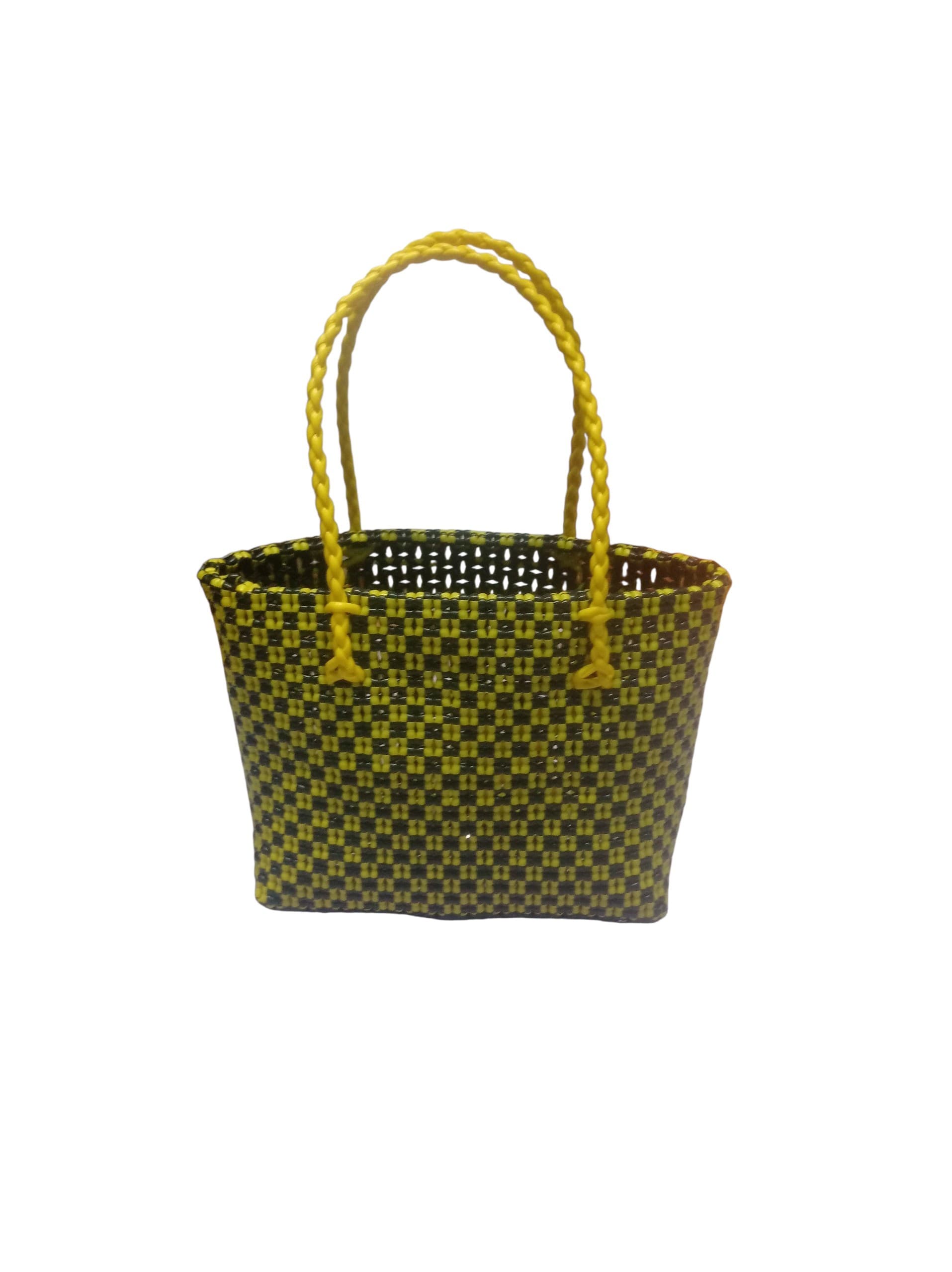 Deluxe Premium Handmade Wire Woven Bags | Traditional Plastic Wire Handbags | Reusable Shopping & Gift Bags | KMC Iyarkai Creation |Yellow black_SivanKan 2