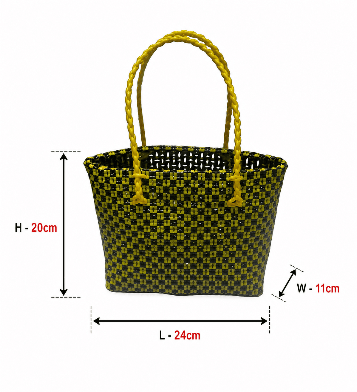 Deluxe Premium Handmade Wire Woven Bags | Traditional Plastic Wire Handbags | Reusable Shopping & Gift Bags | KMC Iyarkai Creation |Yellow black_SivanKan 3
