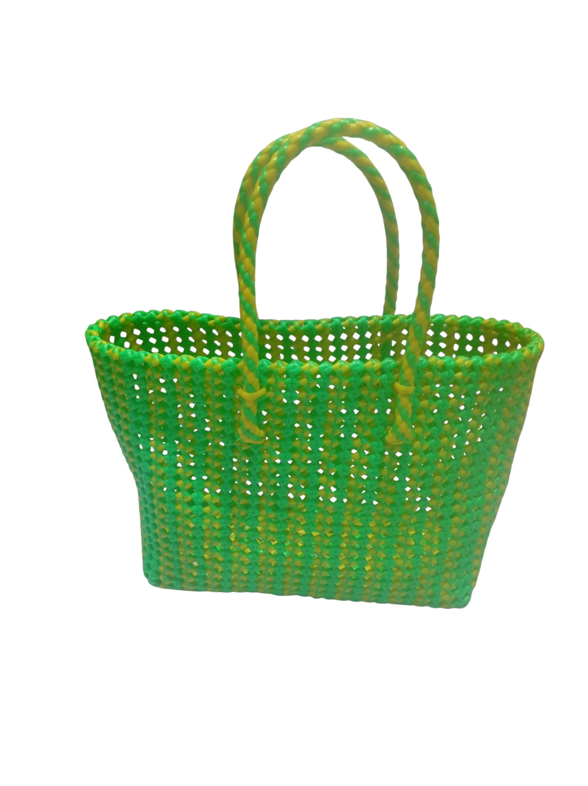 Deluxe Premium Handmade Wire Woven Bags | Traditional Plastic Wire Handbags | Reusable Shopping & Gift Bags | KMC Iyarkai Creation |Light green yellow Normal 2