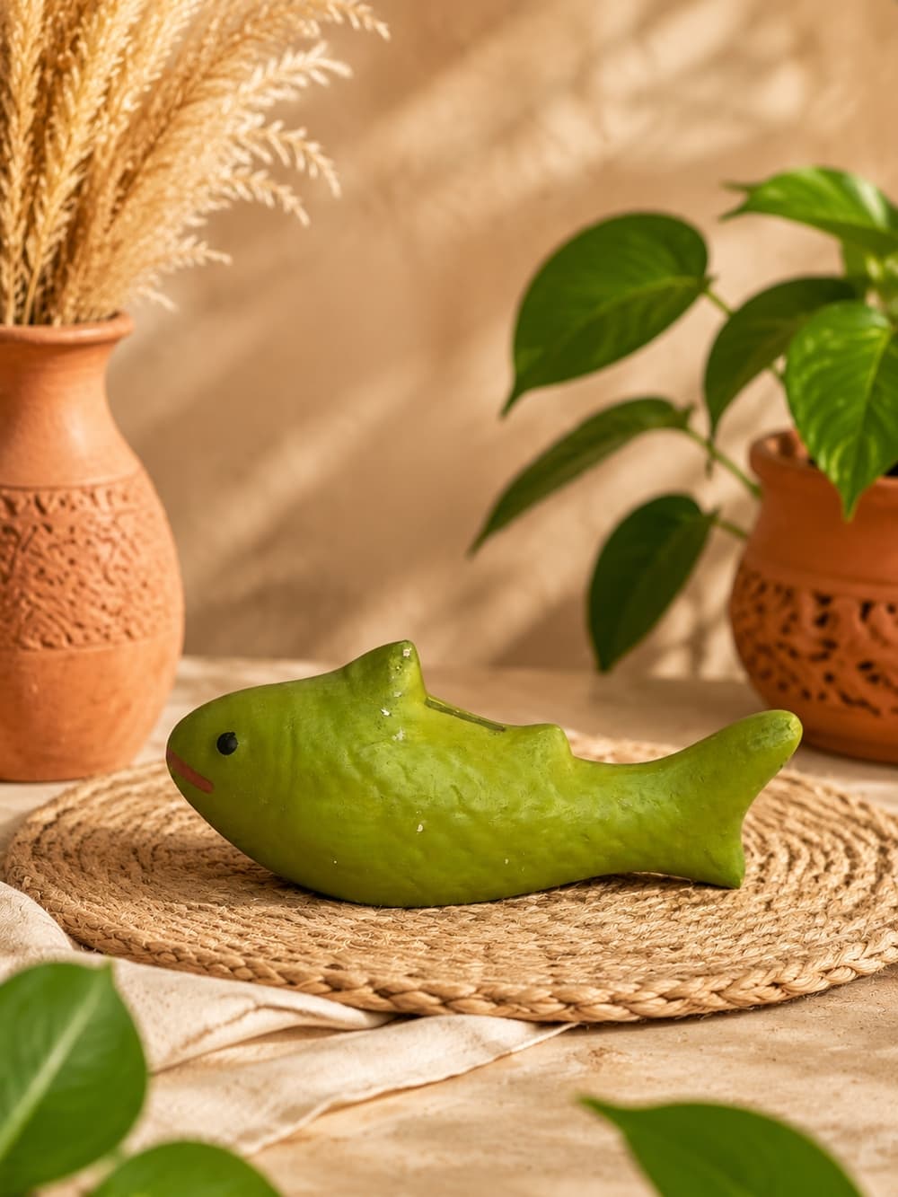 Premium Handmade Terracotta Clay Decor & Utility Products | Eco-Friendly Traditional Pottery | Artisan Handcrafted Home Décor & Gift Items – Fish Green