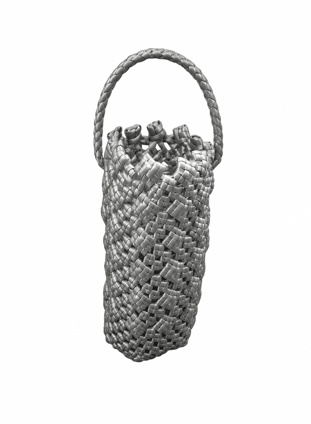 Deluxe Premium Handmade Wire Woven Bags | Traditional Plastic Wire Handbags | Reusable Shopping & Gift Bags | KMC Iyarkai Creation |Water_bottle_Ash 3