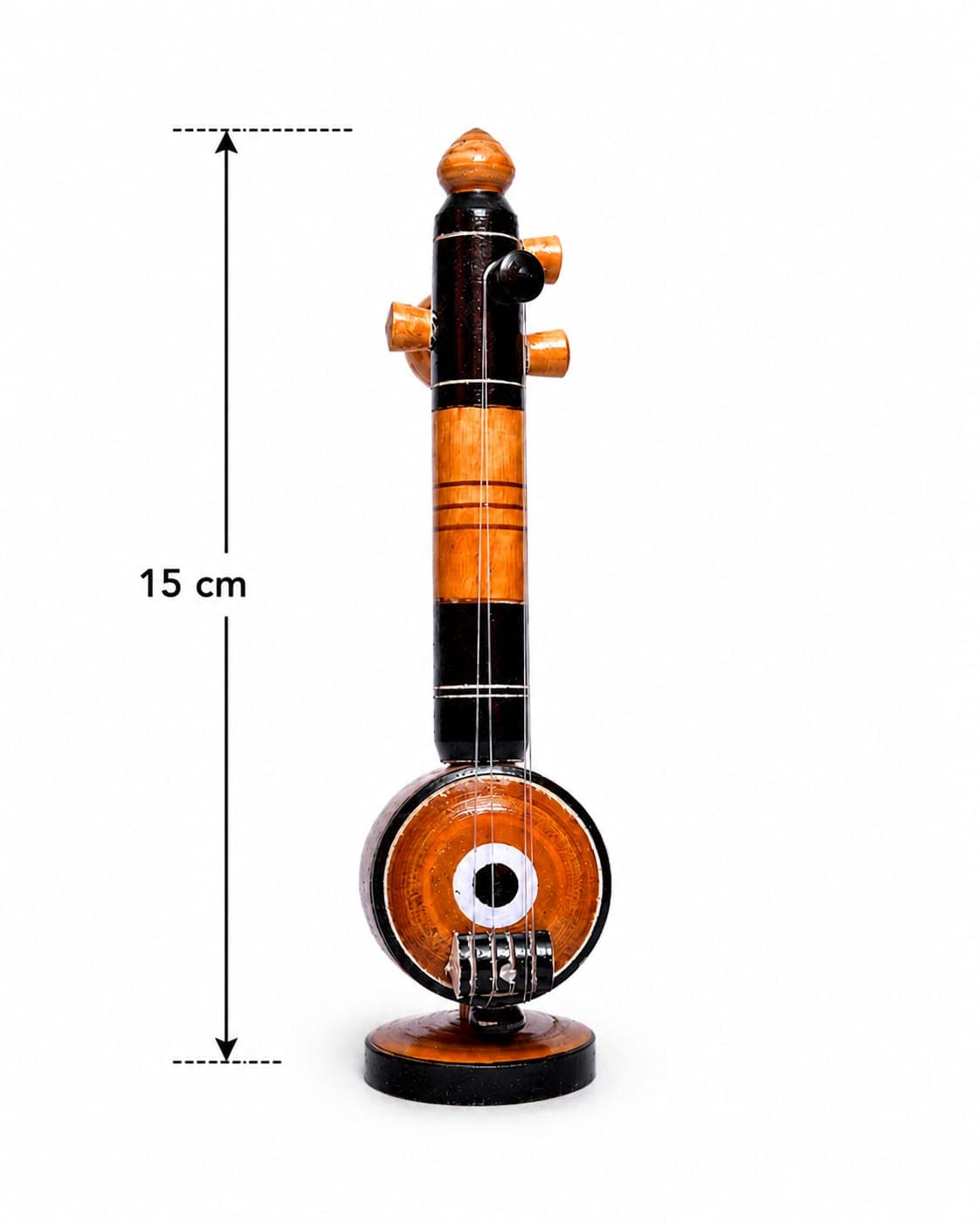 Handmade Wooden Veena Showpiece | Traditional Indian Wooden Veenai Decorative Musical Instrument | Artisan Handcrafted Home Décor & Gift Item| Small size 3