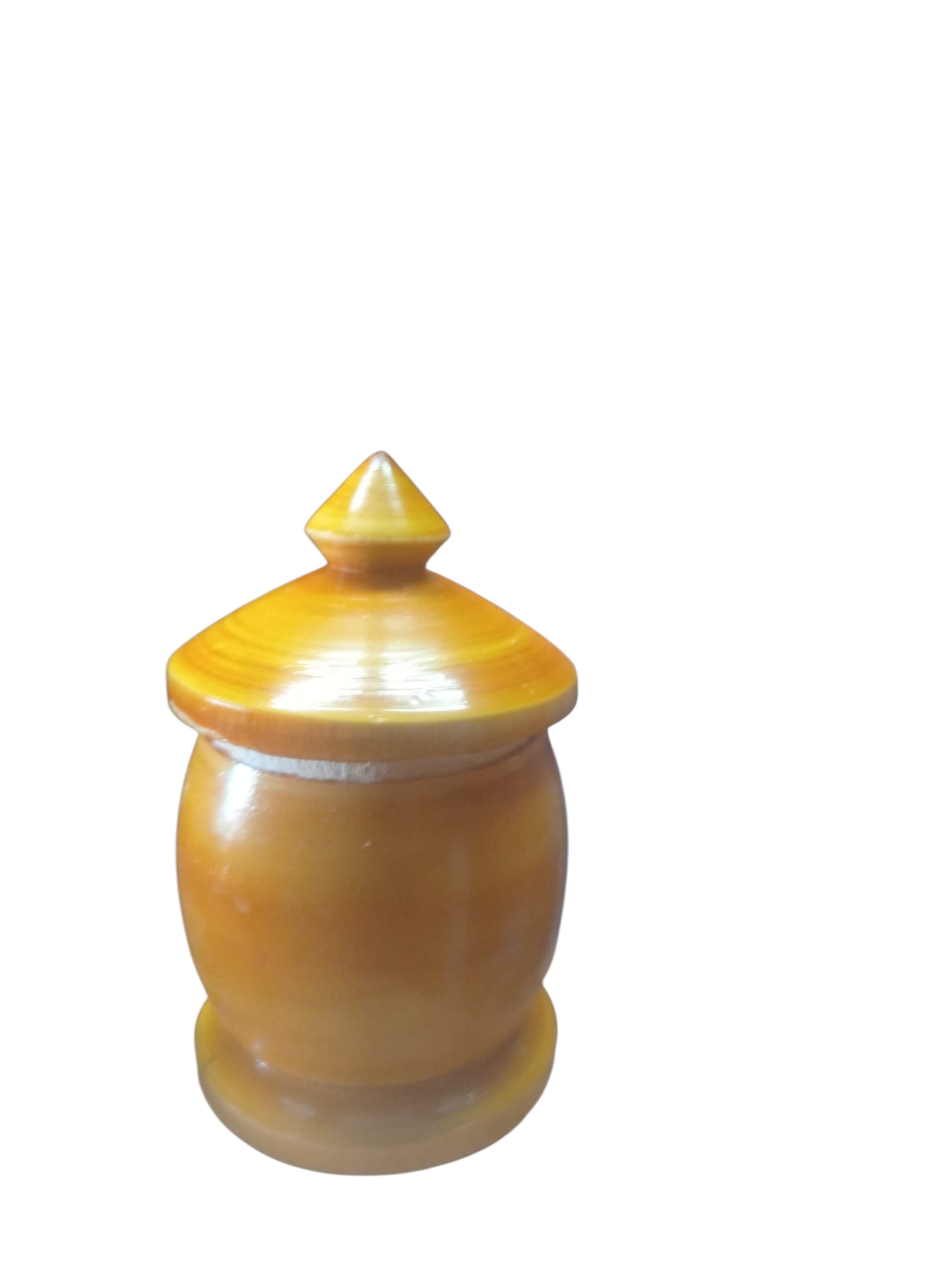 Handmade Wooden Kummam Chimil Storage Container (Pack of 3) | Traditional Wooden Spice & Dry Storage Jars with Lid | Artisan Handcrafted Kitchen & Home Organizer 2