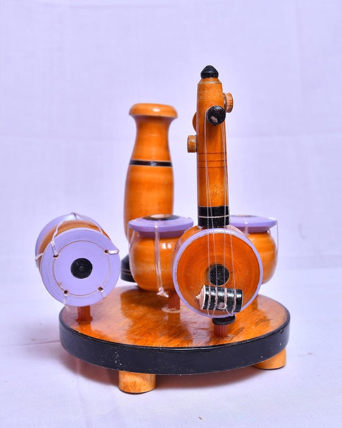 Handmade Wooden Musical Instrument Showpiece | Traditional Indian Wooden Miniature Music Set | Artisan Handcrafted Home Décor & Gift Item 2
