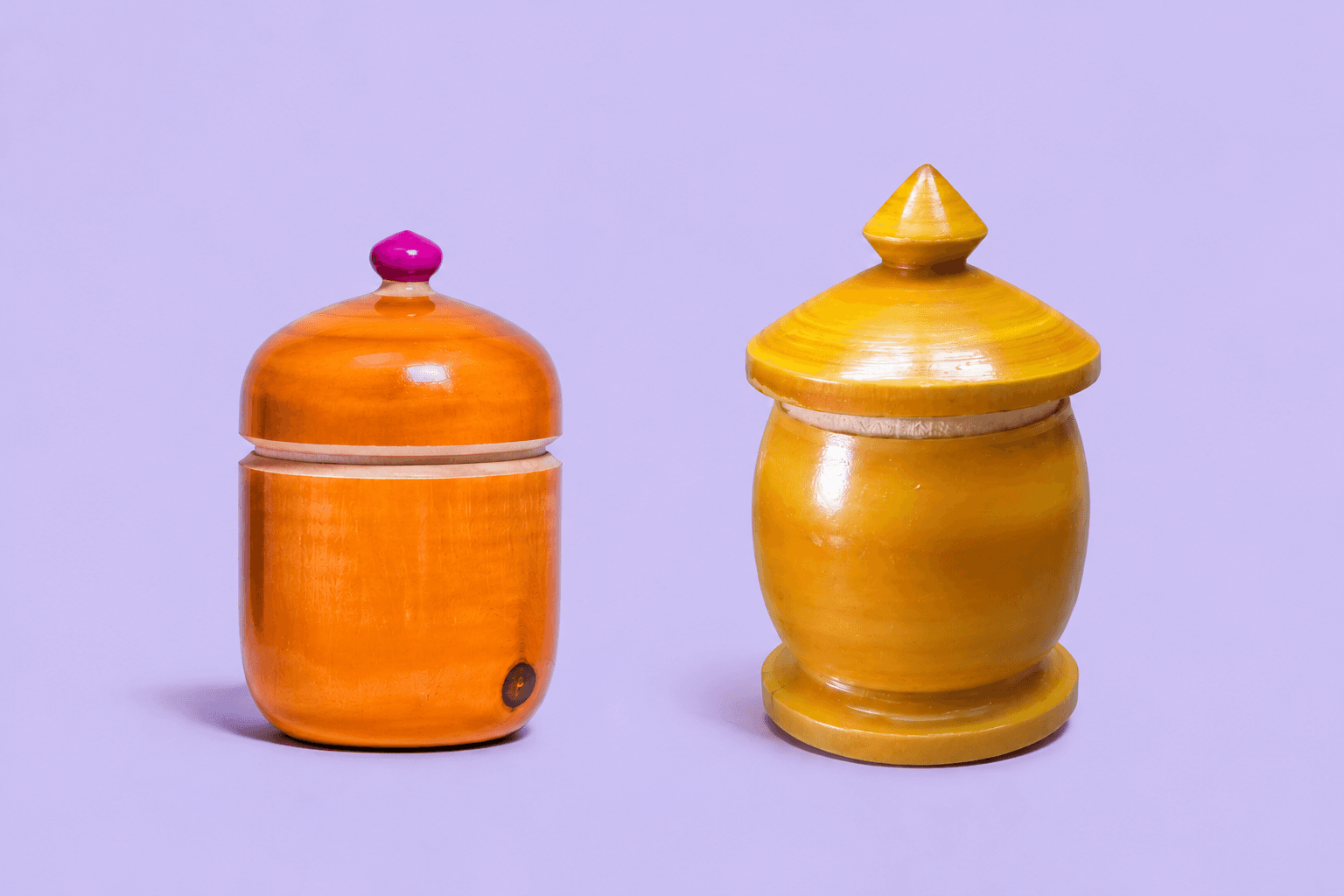 Handmade Wooden Kummam Chimil Storage Container (Pack of 2) | Traditional Wooden Spice & Dry Storage Jars with Lid | Artisan Handcrafted Kitchen & Home Organizer 2