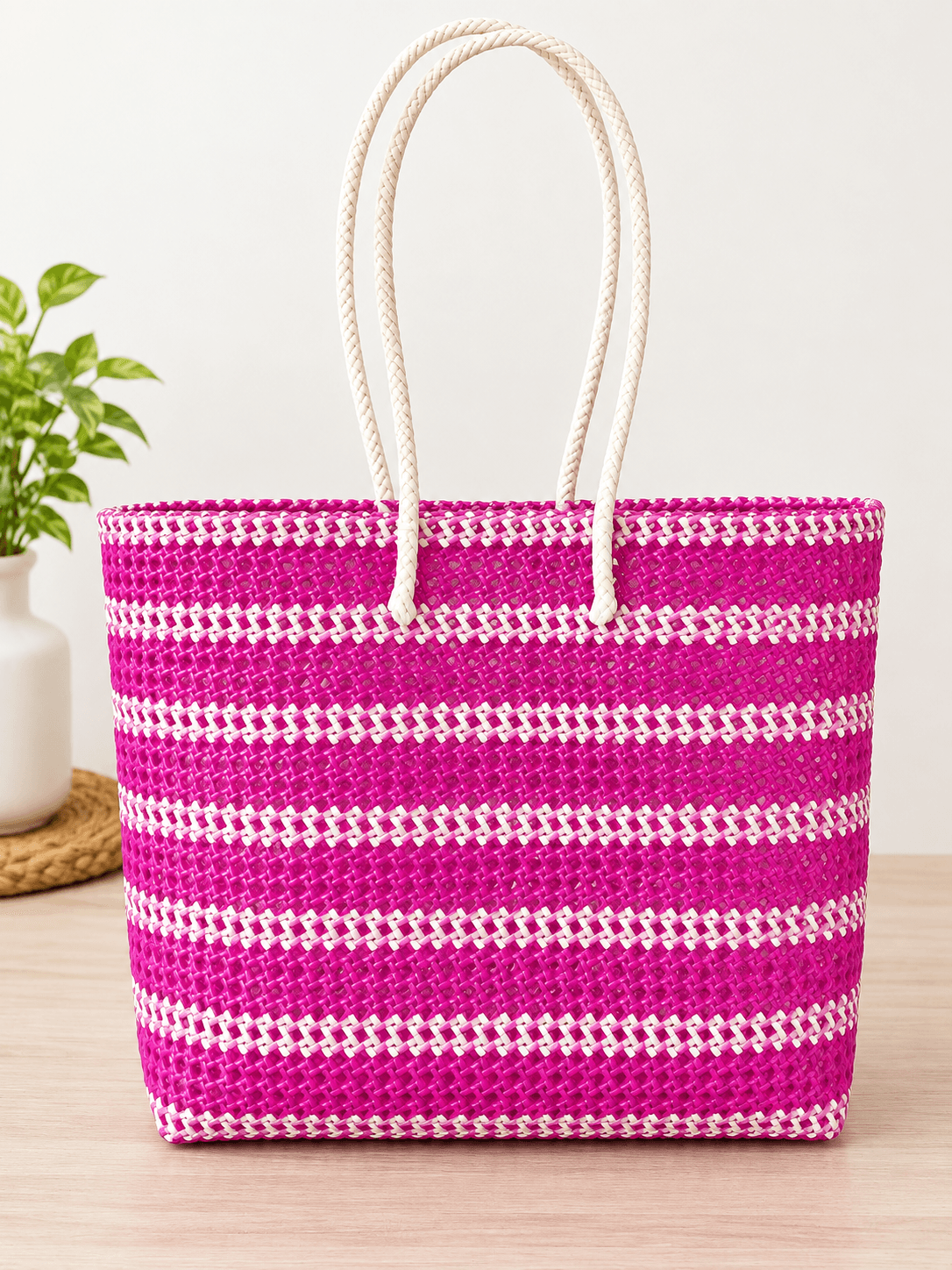 Deluxe pink and white large size handmade wire baskt 38*35 cm premium quality