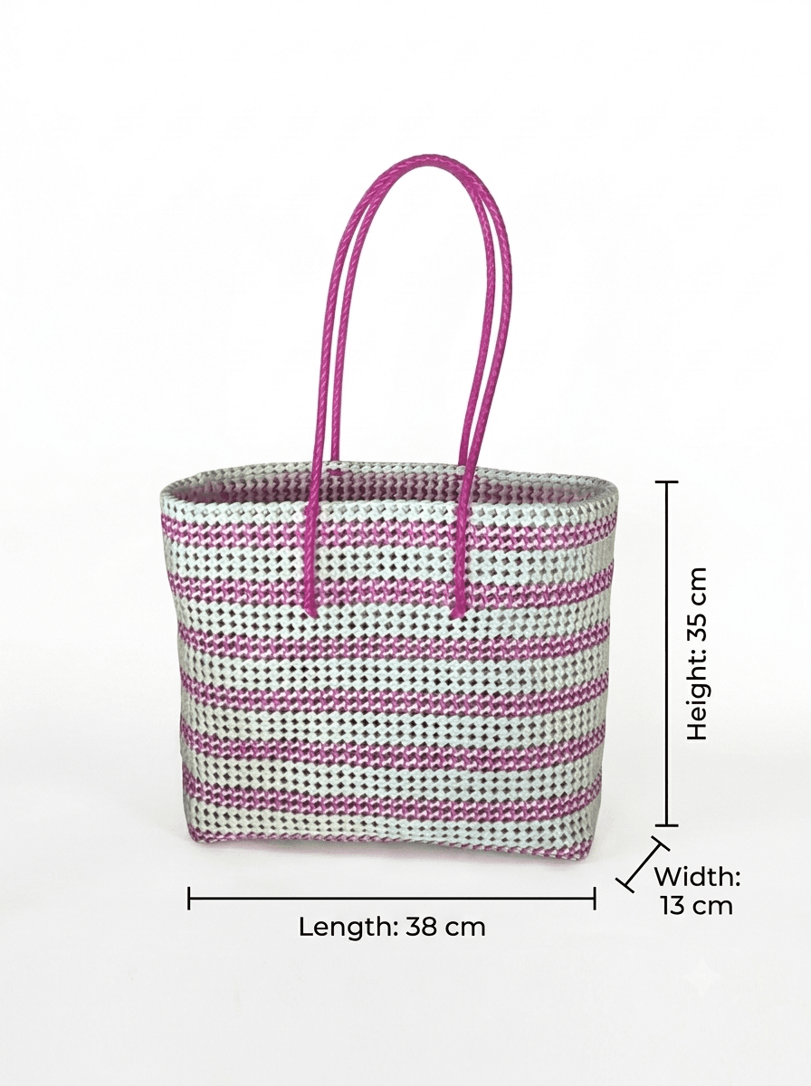 Deluxe pink and white large 38 x35 cm large handle premium quality basket