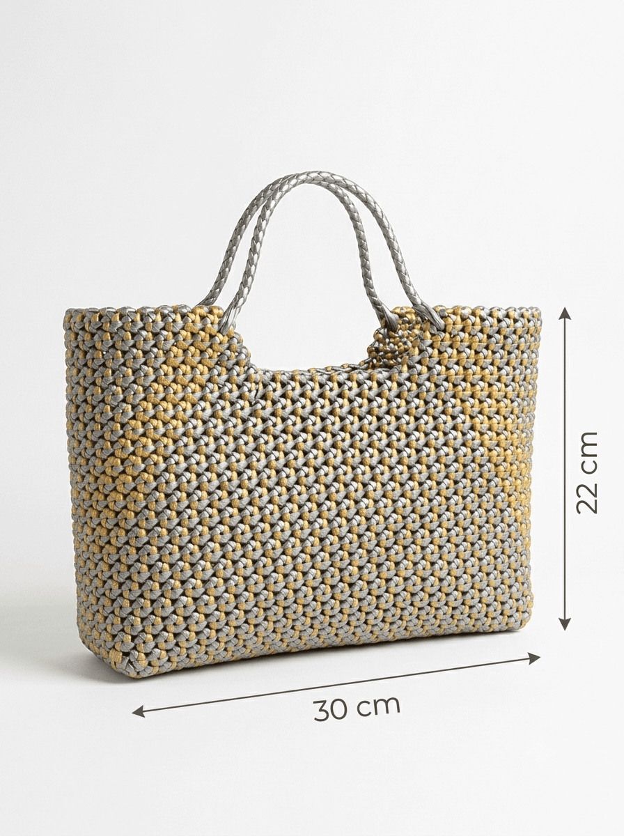Deluxe Silver and gold colour amla knot 30 *22 cm premium quality handmade basket