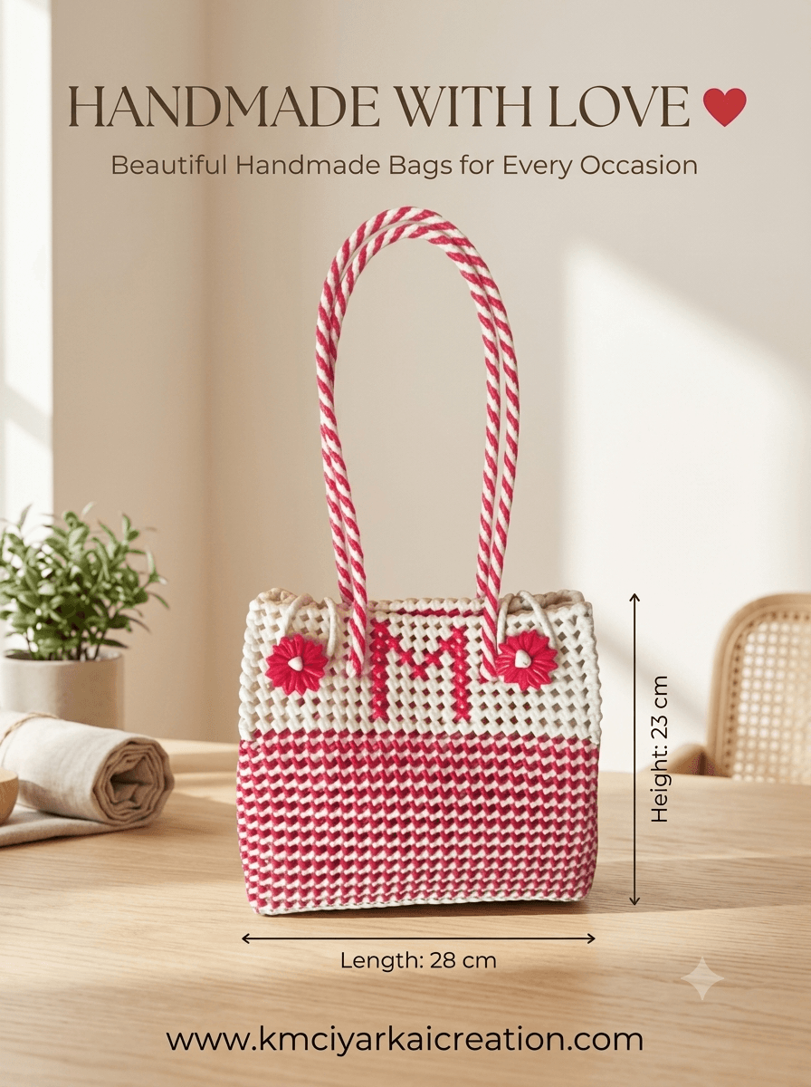 Deluxe red with white initial printed 28 x 23 cm premium quality basket 2