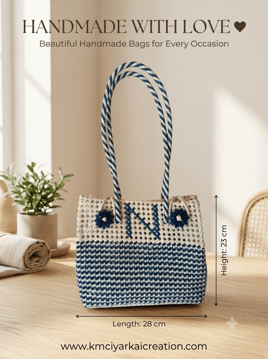 Deluxe blue with white premium quality wire basket name printed 28cm x 23 cm