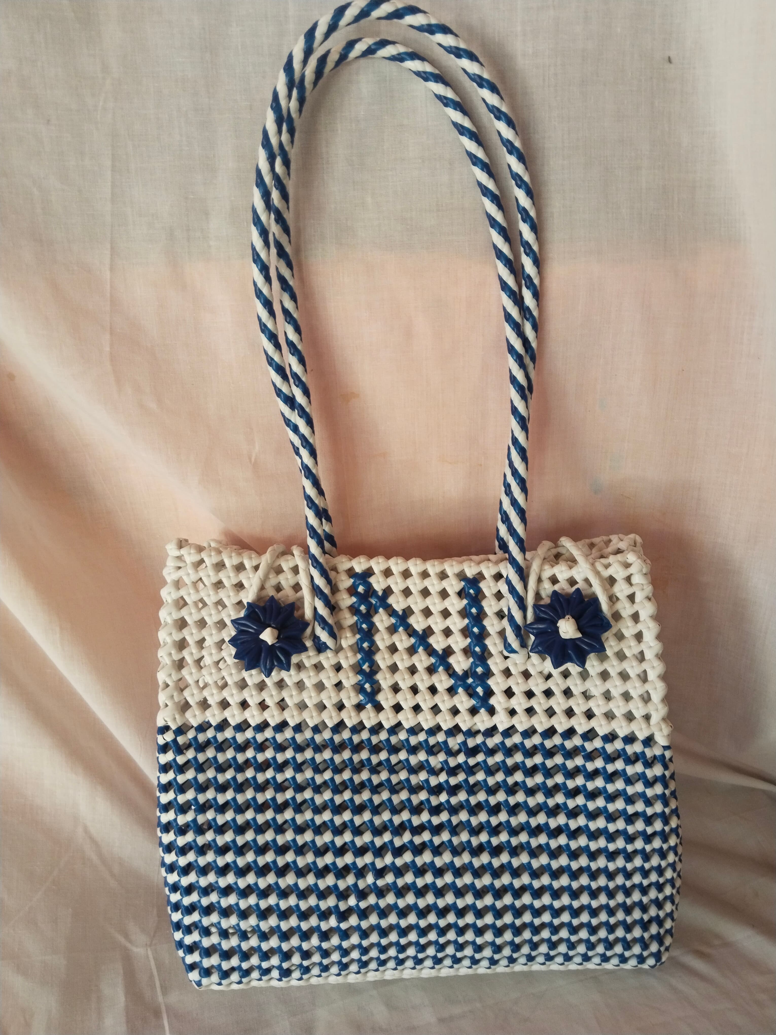 Deluxe blue with white premium quality wire basket name printed 28cm x 23 cm 3