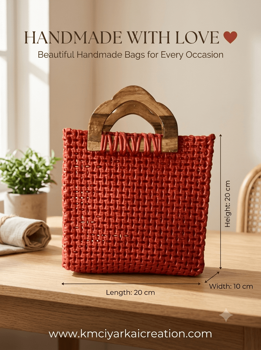 Deluxe red shivan knot wood handle 20 x 20 cm box type premium quality wire basket