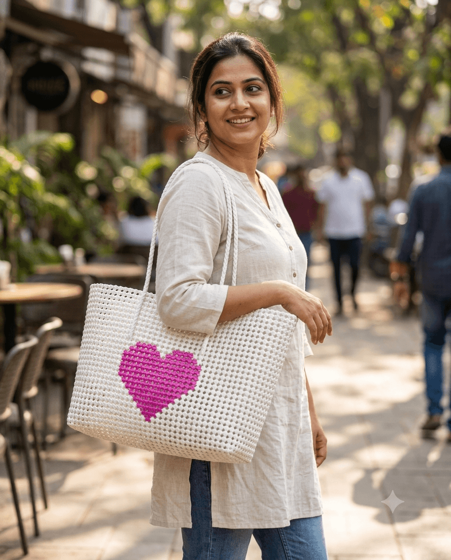Deluxe White red heart 38 cm x 31 cm premium quality basket 4