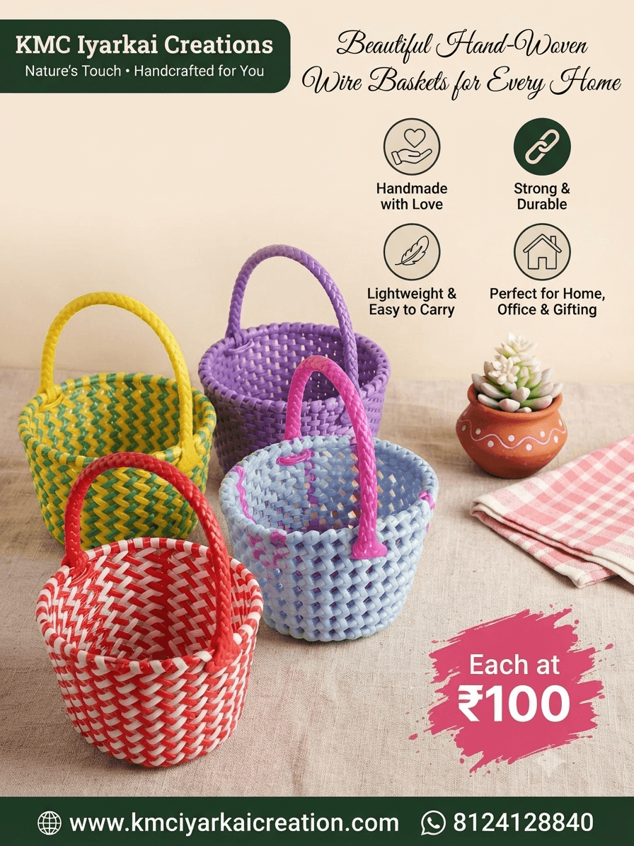 Deluxe pooja basket 14cm x 7 cm baby blue and pink colour handle premium quality 2