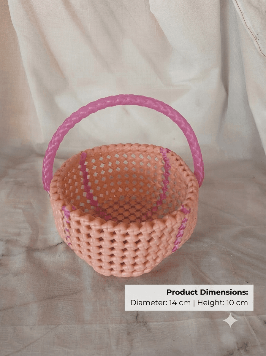 Deluxe baby orange and pink pooja basket 14cm x 10 cm 1